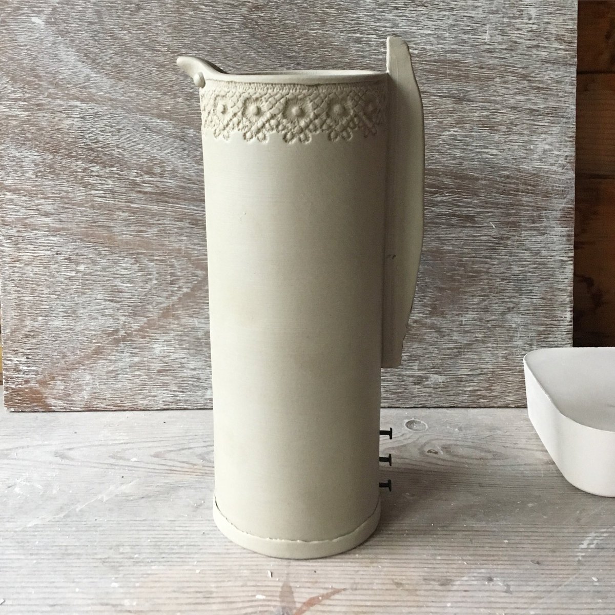 fspiceceramics's tweet photo. Back on making these tall, slender jugs. I’m gradually building my stock up #ceramicstudio #cornwall #handmadeceramics #rawclay #ceramicjug https://t.co/jmixbD4vSu