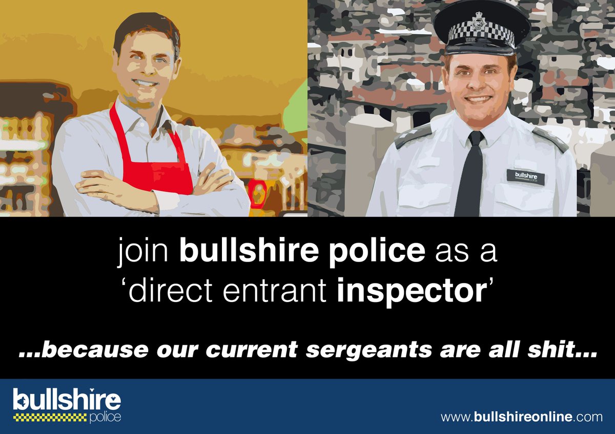 BullshirePolice's tweet photo. Join Bullshire Police as a #DirectEntrant Inspector.
"...Because our current Sergeants are shit..." https://t.co/cV7QWKgF1v