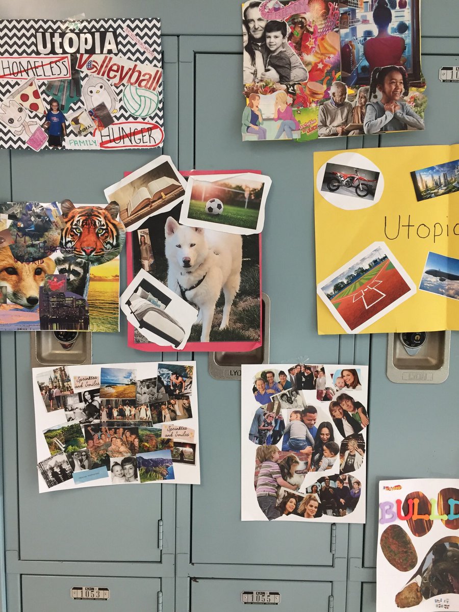 Reading “The Giver” this quarter. Students made some awesome utopia collages!