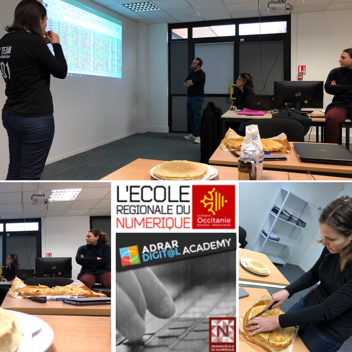 Adrar_Numerique's tweet photo. Réunion pédagogique filière #infrastructures #numerique en mode #Chandeleur
😊😋 bah oui 👍🏼✌🏼 c’est vendredi 😀 et en plus c’est galette et crêpes #Vegan 😉😄 #sysadmin #tssi #tsrit #reseaux https://t.co/5X4hec86D8