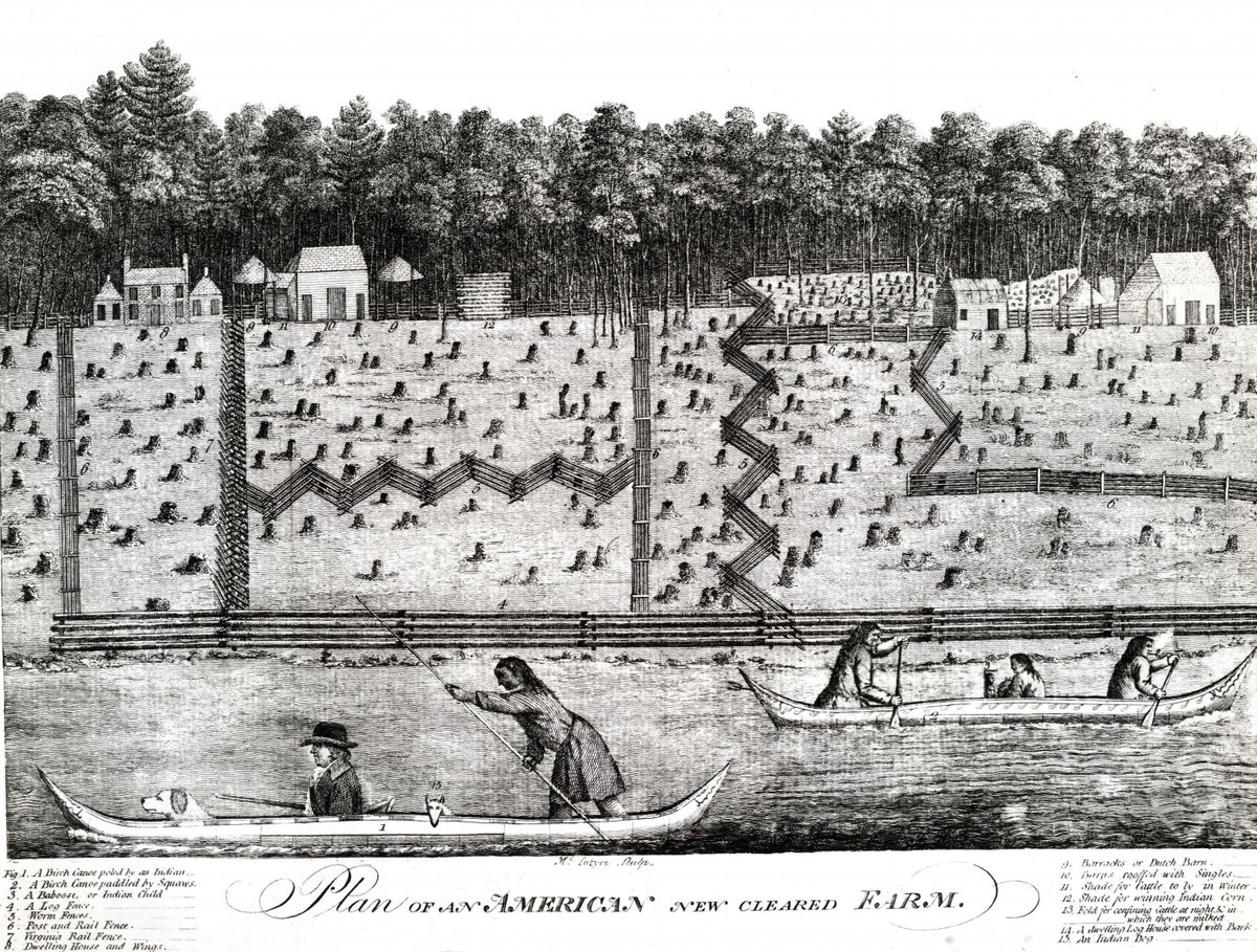Andy_ICIS_Fertz's tweet photo. #DidYouKnow 18th century North American settlers produced #potash from trees felled and burned as they cleared land for farms, like this 'American New Cleared Farm' pictured in the late 1700s. #PotashPicOfTheWeek (Via Rex) https://t.co/O7sylCDgD0