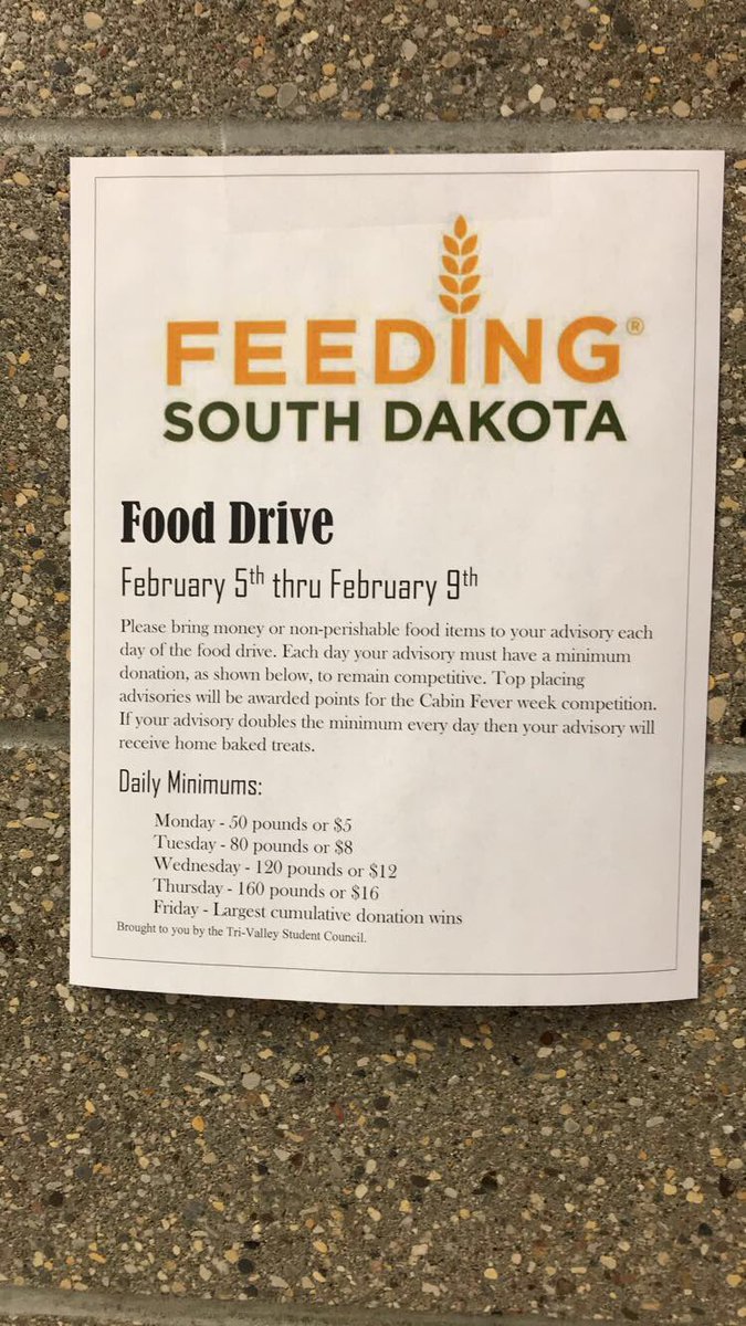 TriValleyStudCo's tweet photo. Get ready TVHS. The Souper Bowl is happening all next week! Don’t forget that if you double each day’s minimum, your advisory will receive treats. Plus, this goes towards the bracket for the pizza party! https://t.co/JYkkkgtWXG