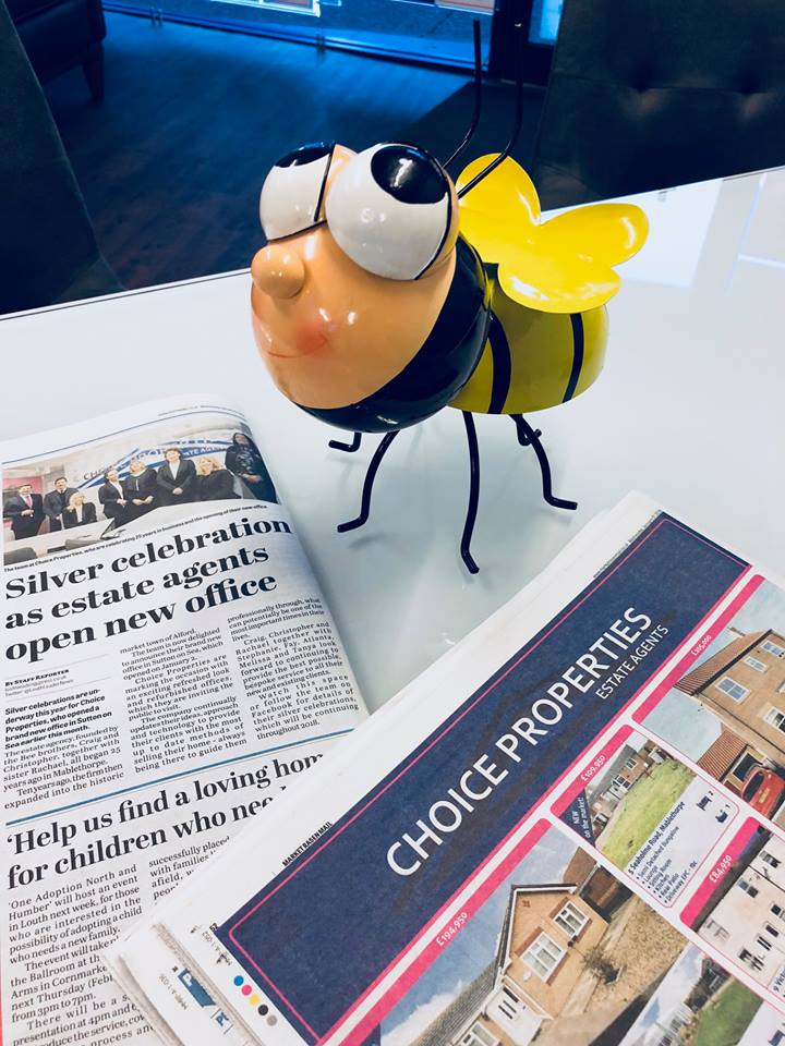choiceagent's tweet photo. Betsy has spotted us in the newspaper.. Have you?! 🐝🎉🏡#Betsythebee #ChoiceProperties #25Years #EstateAgents https://t.co/aGextvRr4K