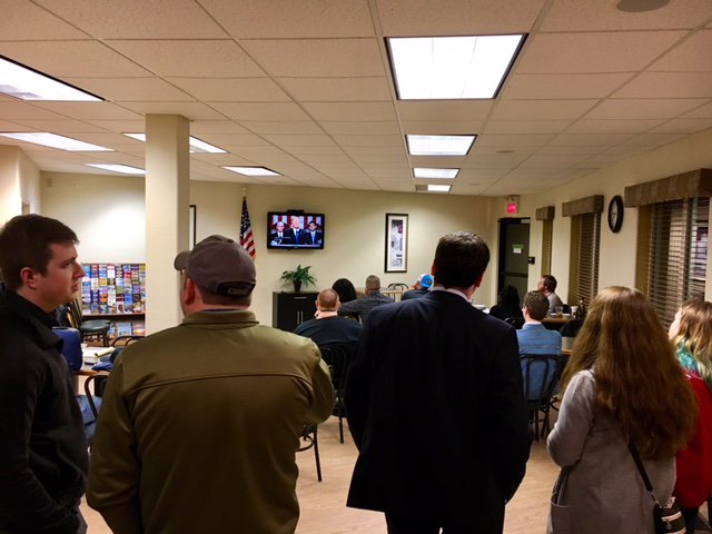 ConcernedVetsMT's tweet photo. ICYMI: Some of our great volunteers and staff gathering to view the #SOTU this week in Missoula #Montana. Looking forward to advancing #VAChoice in 2018! https://t.co/QaQnL84Sdw