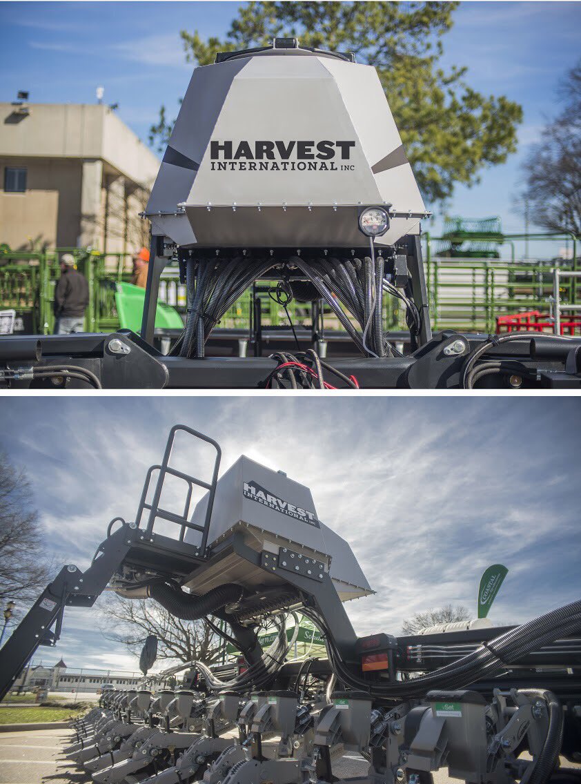DustinFriesen_'s tweet photo. The new #UltraLift stack fold planter w/ bulk fill from @Harvest_Int_Mfg on display for the first time at the #SouthernFarmShow, complete with precision-ready #LaserPro1 row units &amp; getting ready for #plant18. https://t.co/e9Nitvw8et