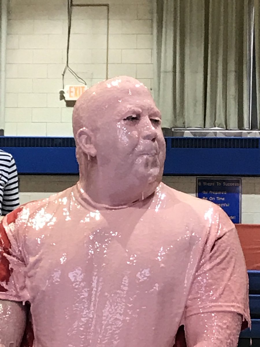SMSDBuffalo's tweet photo. Athletic Director Jim Carmody gets slimed as part of SMSD #GoRedForWomen as part of our efforts to help fight heart disease! @4201Schools #SMSDpride https://t.co/nPlixOp6AI