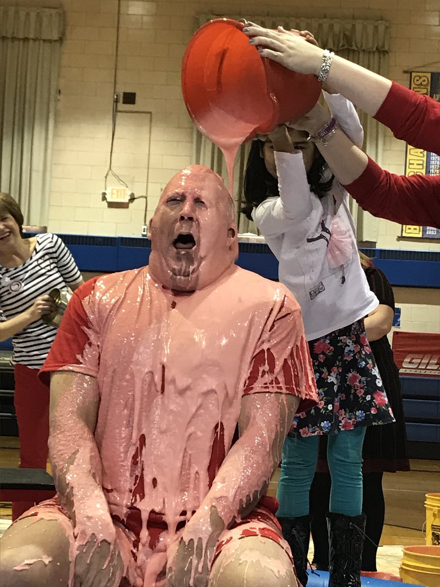 SMSDBuffalo's tweet photo. Athletic Director Jim Carmody gets slimed as part of SMSD #GoRedForWomen as part of our efforts to help fight heart disease! @4201Schools #SMSDpride https://t.co/nPlixOp6AI
