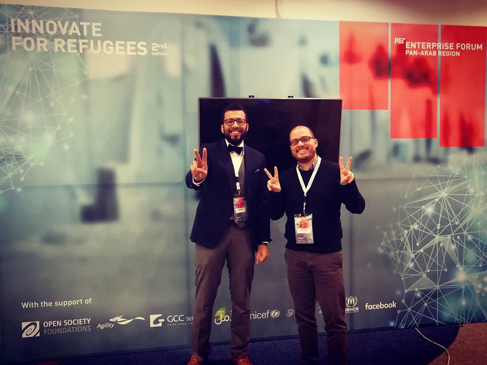 The_LanguagePjt's tweet photo. #TheLanguageProject participated at the #Innovation for #Refugees competition organized by the @MITEFarab in #Amman, #Jordan. Nikos Katris and Amr Dawood pitched our project in front of the judges and we are very proud that we reached the top 10 out of 2,000 applications! https://t.co/R7apuJVa45