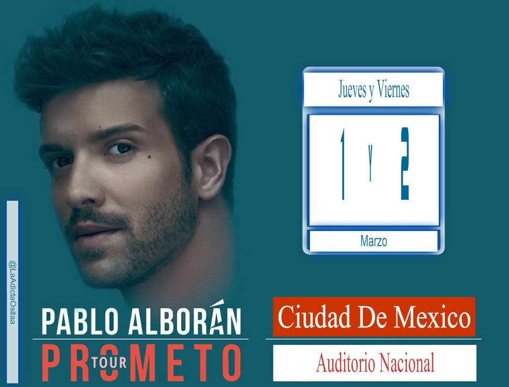 LaAdictaOsitaa's tweet photo. @pabloalboran  Solo unos días más y tu regresaras al @AuditoriMx y ahí vamos a cantar y tu @FamAlboranMex te va acompañar #UnMesPrometoTour https://t.co/ws2FLhjs34