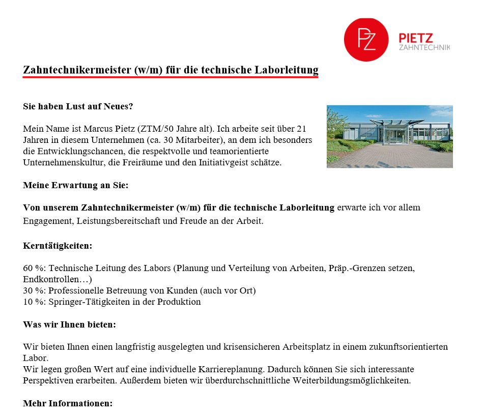 AnjaFink's tweet photo. Stellenangebot:
https://t.co/wuqOrXorZE
#Öhringen #ZTM #Laborleitung #jobdental https://t.co/sc9l59x8fv