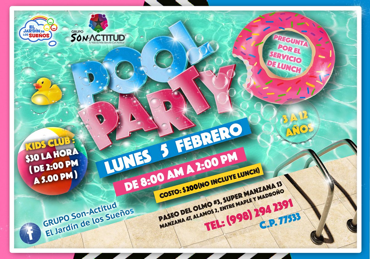 SON_ACTITUD's tweet photo. No hay clases clases el próximo #Lunes 5!😱 Tenemos la solución: En nuestra #PoolParty tu hijo pasará un día #incleible😎
•En caso de que el clima nos impida jugar en la alberca entraremos al #taller de #RadioyTv, #MiniDisco y #Karaoke
#Cancún https://t.co/viApY9DOeg