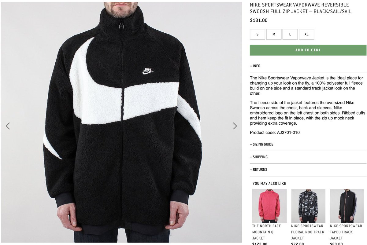 nike sportswear reversible fleece jacket