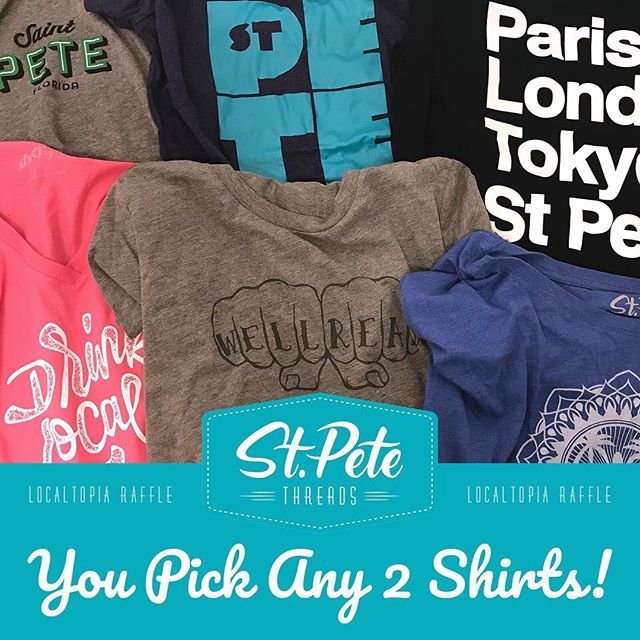 stpetethreads's tweet photo. OMG #Localtopia is tomorrow! 🎟️ Be sure to get your tickets for the #localtopiaraffle... You can win 2 shirts from our collection - YES! Any 2 👕 👚 https://t.co/ptf9svkWpr https://t.co/VaN1XLUAe4