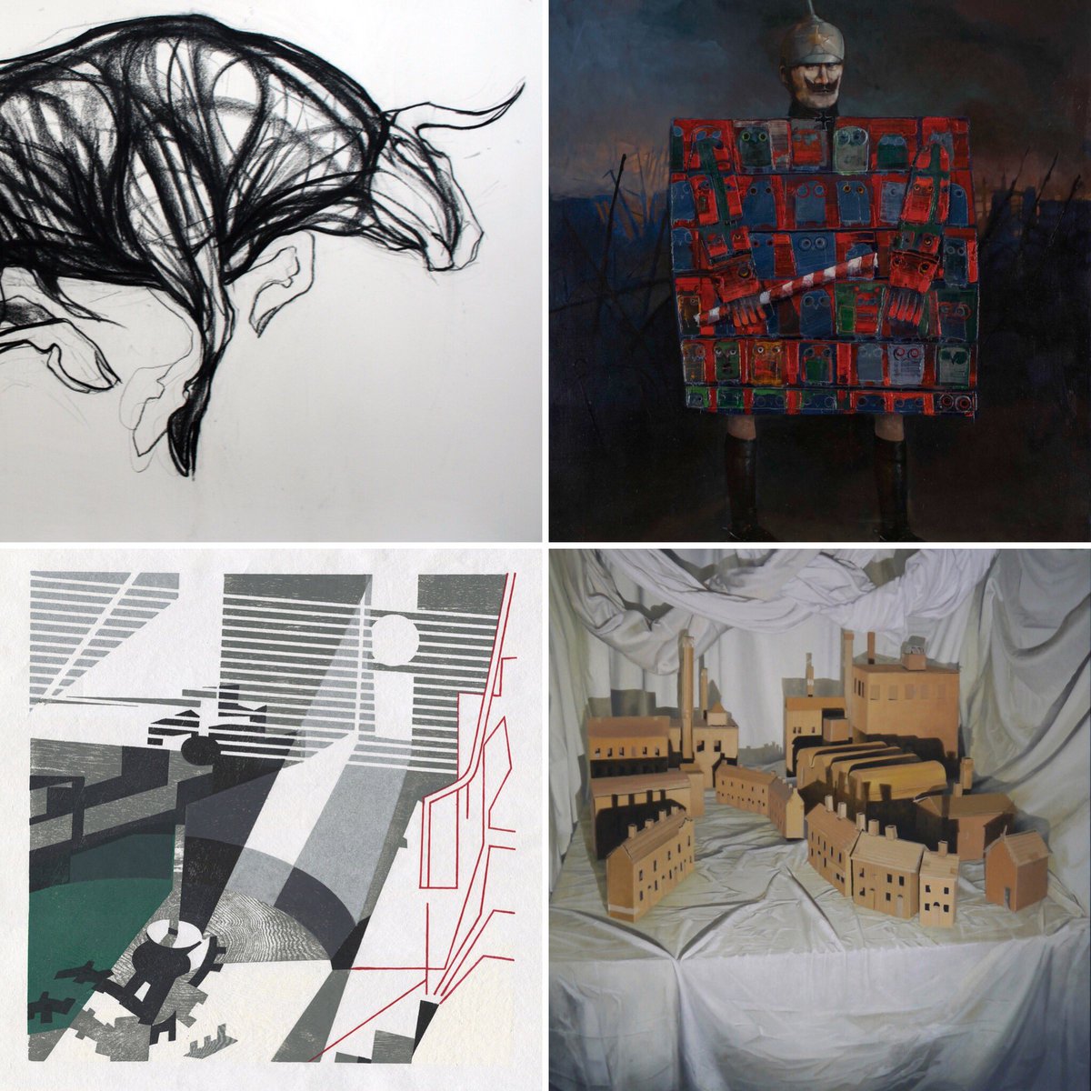 TheBowesMuseum's tweet photo. Less than a month to explore our #NewLightArtPrize exhibition artists, left corner clockwise #JoTaylor #JohnRoss #JohnWhitehill #JonathanLloyd
Come see all the works and artists part of @newlightart 2017 https://t.co/J1rLydM473 until #February18 #northernartists https://t.co/EjGYyNRjyS