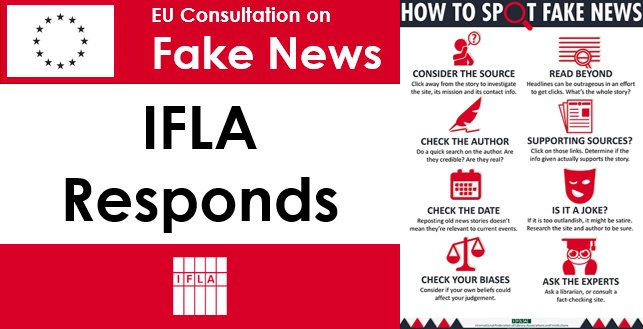 Skills not #censorship the best response to #fakenews. IFLA responds to #EU consultation bit.ly/2s2vE7i #informationliteracy #digitalliteracy