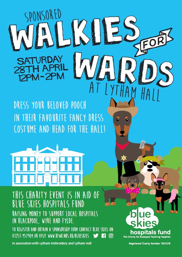 Do you know a four-legged friend who just loves walkies? Why not take part in our first Walkies for Wards and fancy dress competition? This event is held in association with Lytham Embroidery at <a href="/LythamHall/">Lytham Hall</a> on 28th April. To register click here: bit.ly/2FAo063