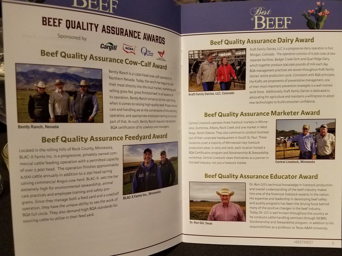 theiowabeefguy's tweet photo. Honoring our @NationalBQA Award winners at the Best of #Beef this morning at #CattleCon18, sponsored by @cargill &amp; @RaboAg. Congrats to our national winners! https://t.co/l8PFo98AbH