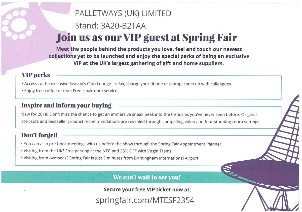 We offer a unique &amp; flexible stock handling and distribution service for palletised freight. Our experienced staff will be <a href="/SpringAutFair/">Spring & Autumn Fair</a>, don't forget to visit our stand for a chat 3A20-B21AA. Plus you can be our VIP guest! #SpringFair ow.ly/Ggzx30i9QZW