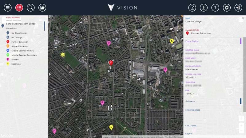 Vision_Mapping's tweet photo. UK school location data now available in Vision. View almost 26,000 school locations across the country along with supplementary information for each record. For more information, check out our website - https://t.co/4k2SUeu8Li https://t.co/MIbjy6EosO