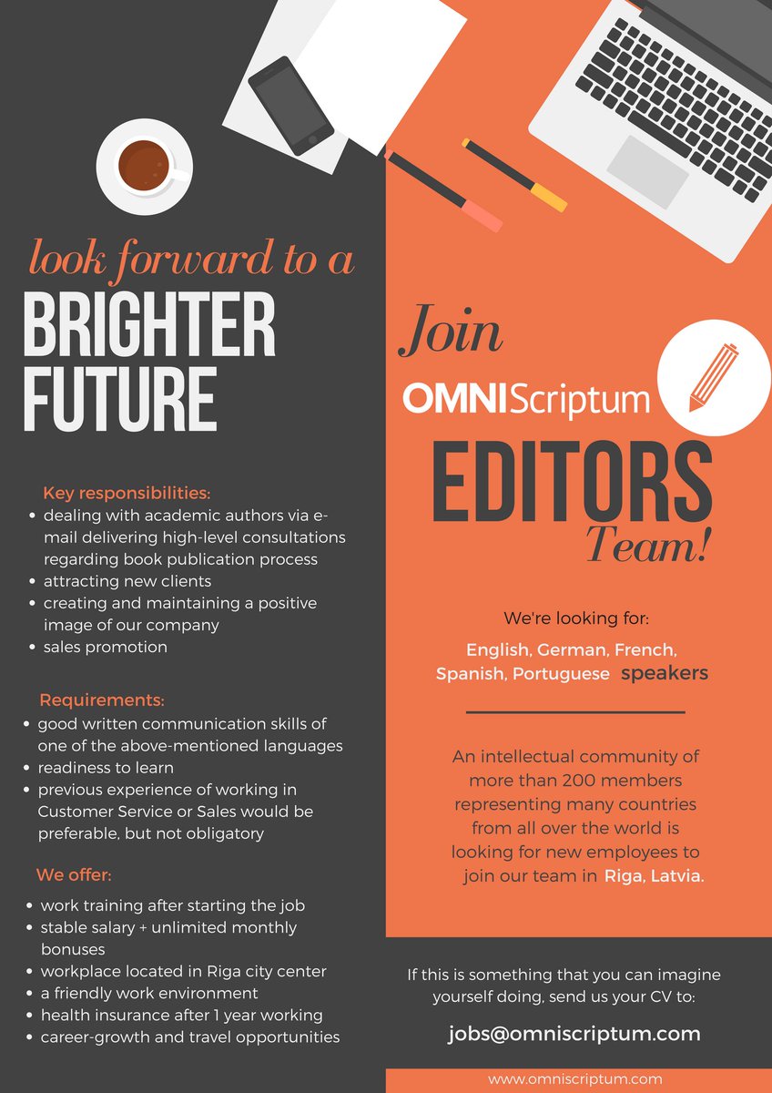 omniscriptum's tweet photo. Don't miss your chance! We're still accepting applications to join @OmniScriptum in Riga as an Editor! #teirdarbs #vakance #irdarbs https://t.co/K5Uk24rXTm