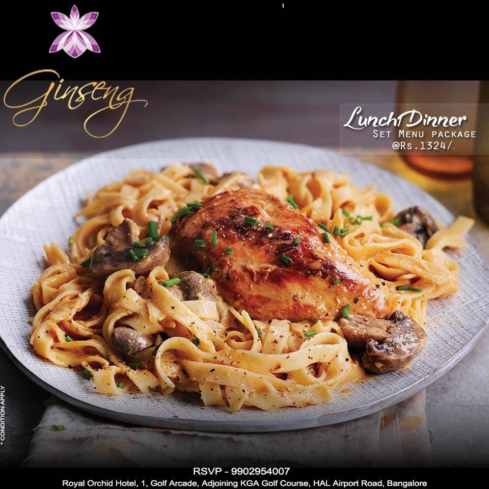 HROBangalore's tweet photo. When you think food we bring it from across Pan Asia @Ginseng 
Explore &amp; Enjoy the best Pan Asian Cuisine at #HotelRoyalorchidBangalore 
#CuratedPackages for #Lunch &amp; #Dinner

#Ginseng #PanAsianCuisine #Bangalore #RoyalOrchid #Food #Treat #Curatedpackage https://t.co/PFpqalB7S1