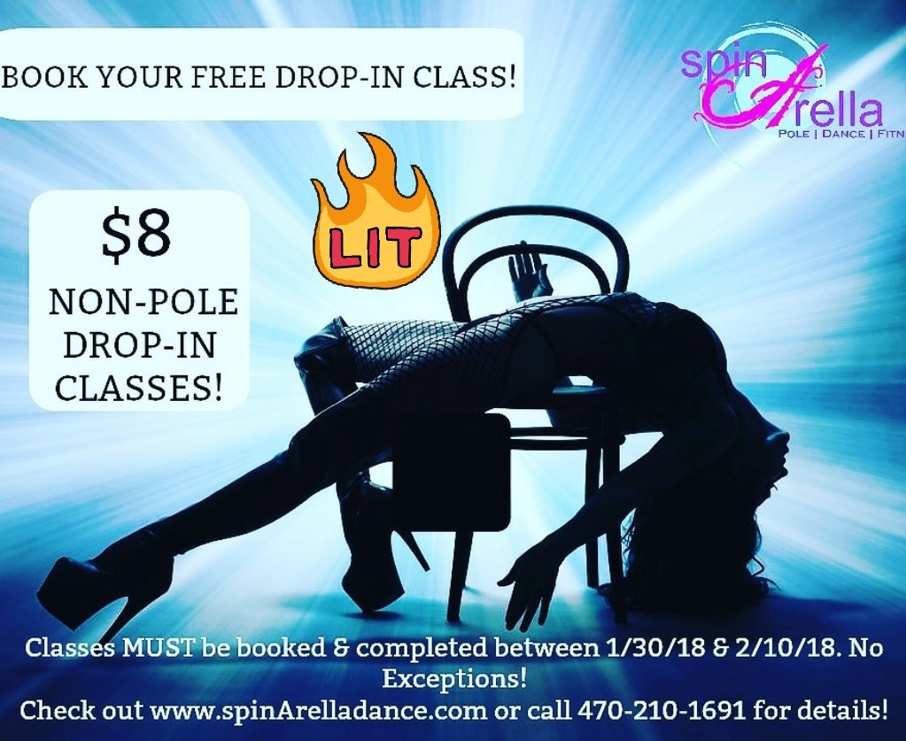 spinArellaDance's tweet photo. Next week is the last week to take advantage of your FIRST CLASS FREE &amp; $8 Drop-In Classes! Book Now!! https://t.co/HdWoYNBqta Have fun while getting snatched! #spinArella #getsnatched #lookinglikeasnack #summerbody #freeclasses #currentspecials #poledanceatlanta #dancefitness https://t.co/qh2QEpBv4h