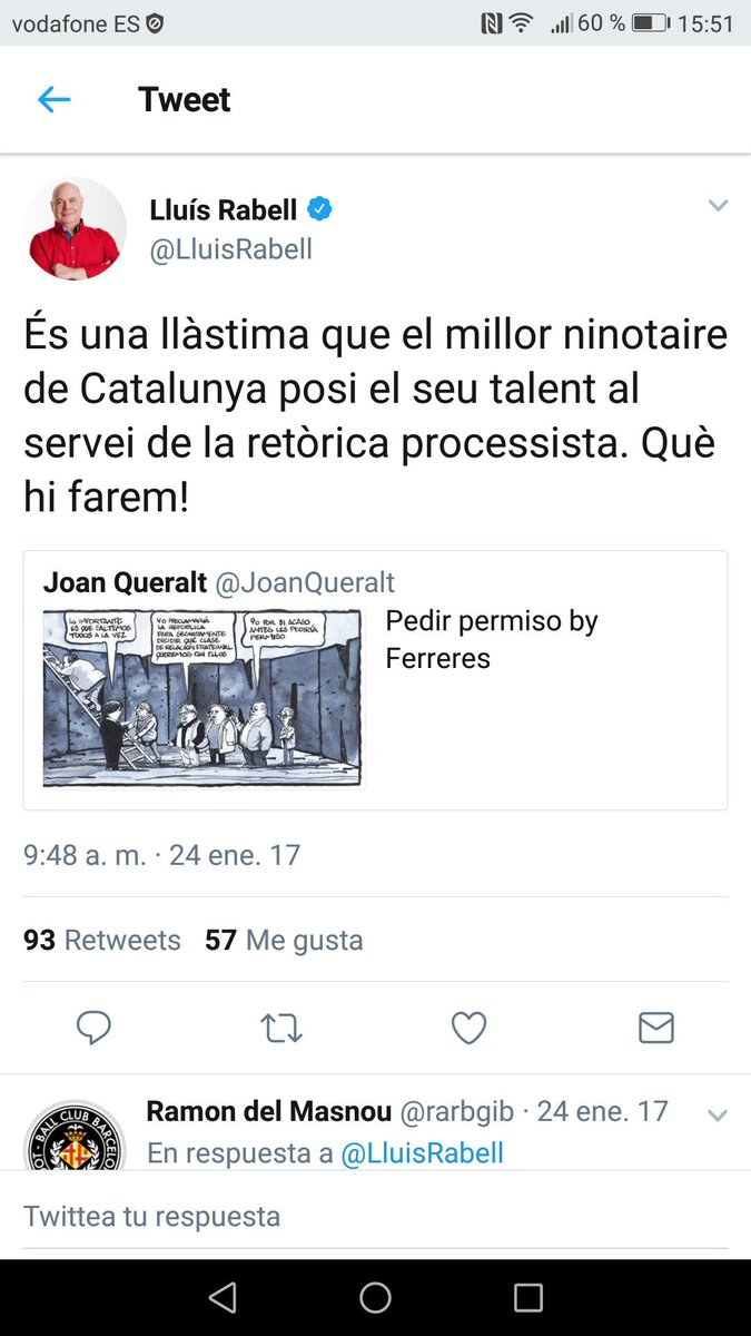 ramasnou's tweet photo. Fa un any @LluisRabell assenyalava el ninotaire del Periódico. Avui l'han acomiadat.Els Comuns són això, simples delators i còmplices del franquisme a canvi d'una bona paga https://t.co/hyUzHH1HWg