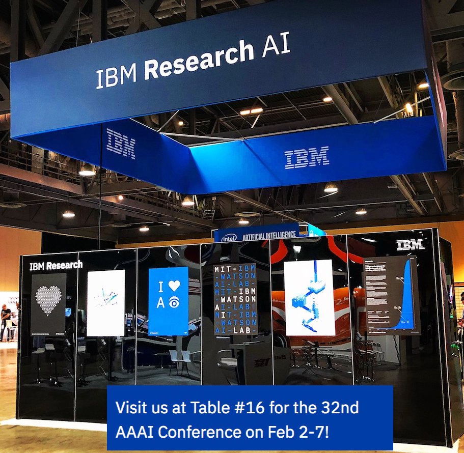 IBMResearch's tweet photo. As the #AAAI2018 conference kicks off today, #IBMResearch will share progress on its #AI innovations, including technical papers and results on the collaboration with the MIT IBM Watson AI Lab https://t.co/rJ2KlOl66c https://t.co/KZGs2zMcSs