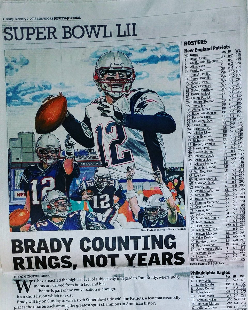 NealPortnoy's tweet photo. My artwork in the Las Vegas Review Journal 2.2.18 Special Section Superbowl LII. #reviewjournal #edgraney #SuperBowlLII https://t.co/MRWzky8erS