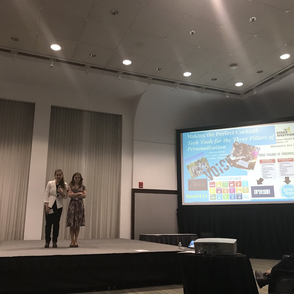 lhalman's tweet photo. Pitching their presentation at the Learning Innovation Showcase at #learnlaunch2018 #vted @EssexWestford @EssexMiddle #personalization @myprotean @PLPpathways https://t.co/FMFdZIpjzH