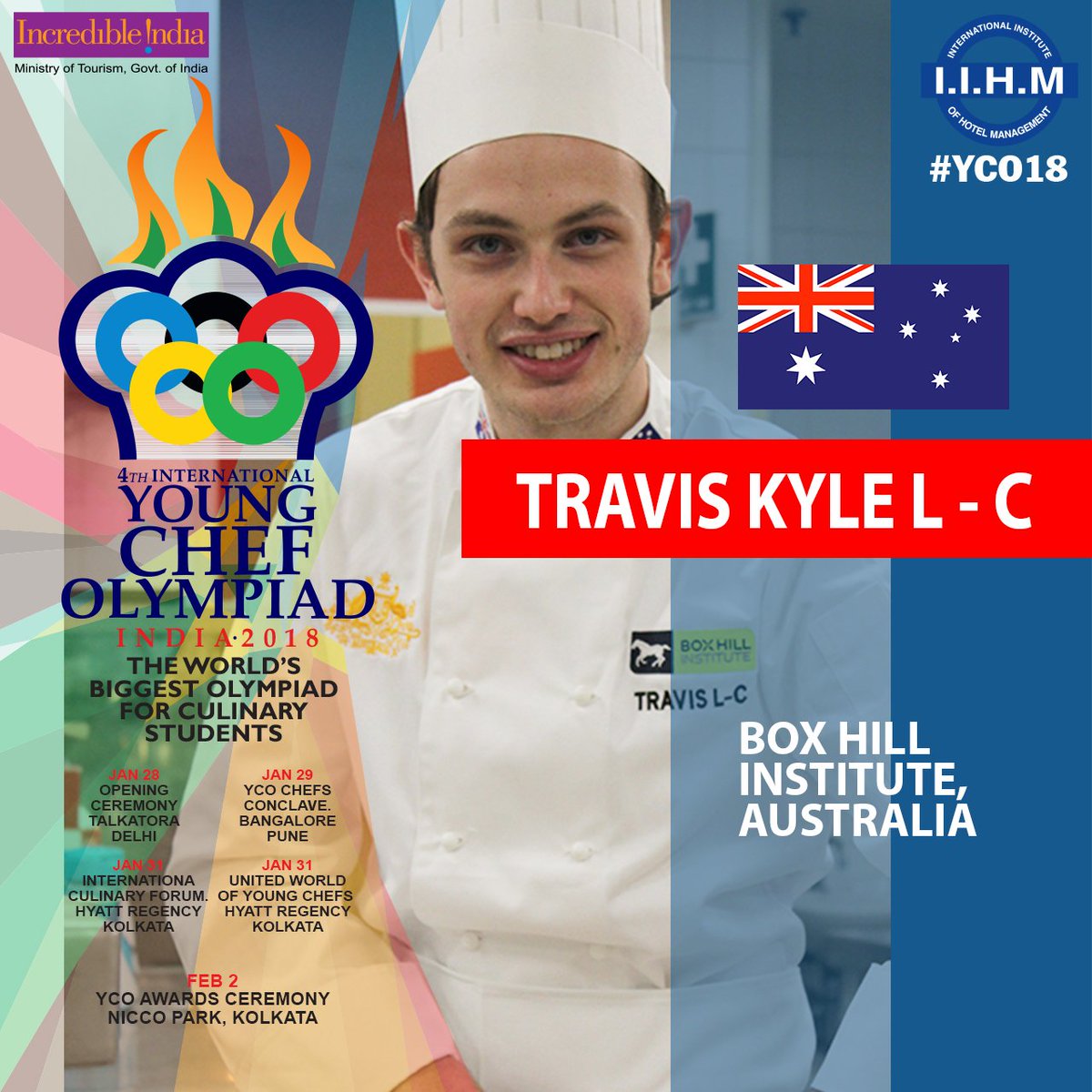 ycolympiad's tweet photo. Dr Zenobia Award for 'The Most Outstanding Young Chef Ambassador' - Australia (Travis Kyle Lindeman-Collins of @BoxHillTAFE) https://t.co/7mku3paNqK