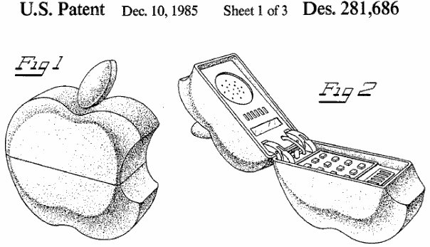 In 1985, Apple patented an apple shaped flip phone - Image via AppleSpotlight #factoftheday