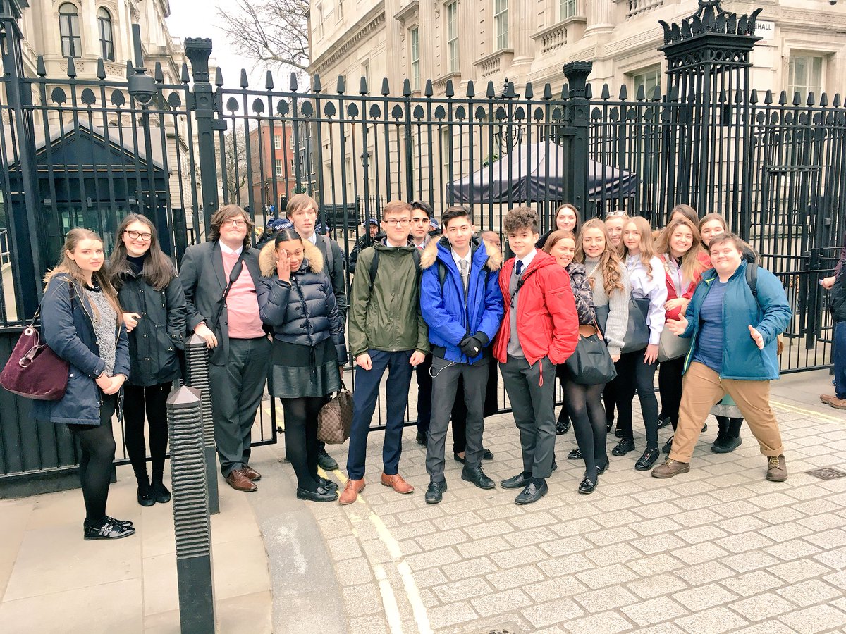 Our amazing Sixth Formers outside No. 10 #Politics #Sociology #ParliamentTrip2018