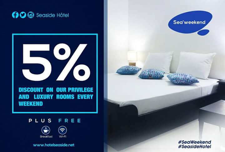 Seasideofficiel's tweet photo. As a couple or a family, for a weekend of 2 nights, treat yourself to a relaxing break.
Seaside Hotel offers a promotion not to be missed. -5% on our rooms PRIVILEGE and LUXURY with breakfast included. Join us on +228 22219859
#SeaWeekend #SeasideHotel #BestHotel #Booknow #Togo https://t.co/znBmiICD13
