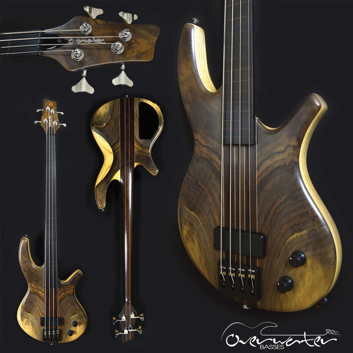 overwaterbasses's tweet photo. The Wenge, Ash and Walnut Custom Elite Progress we've been working on... Just a single pick-up and passive controls, but it's both sweet and punchy - it delivers that classic fretless swell + a real growl with an aggressive edge when you start to 'dig in'.
#Progress #CustomElite https://t.co/TWaRiyrpgw