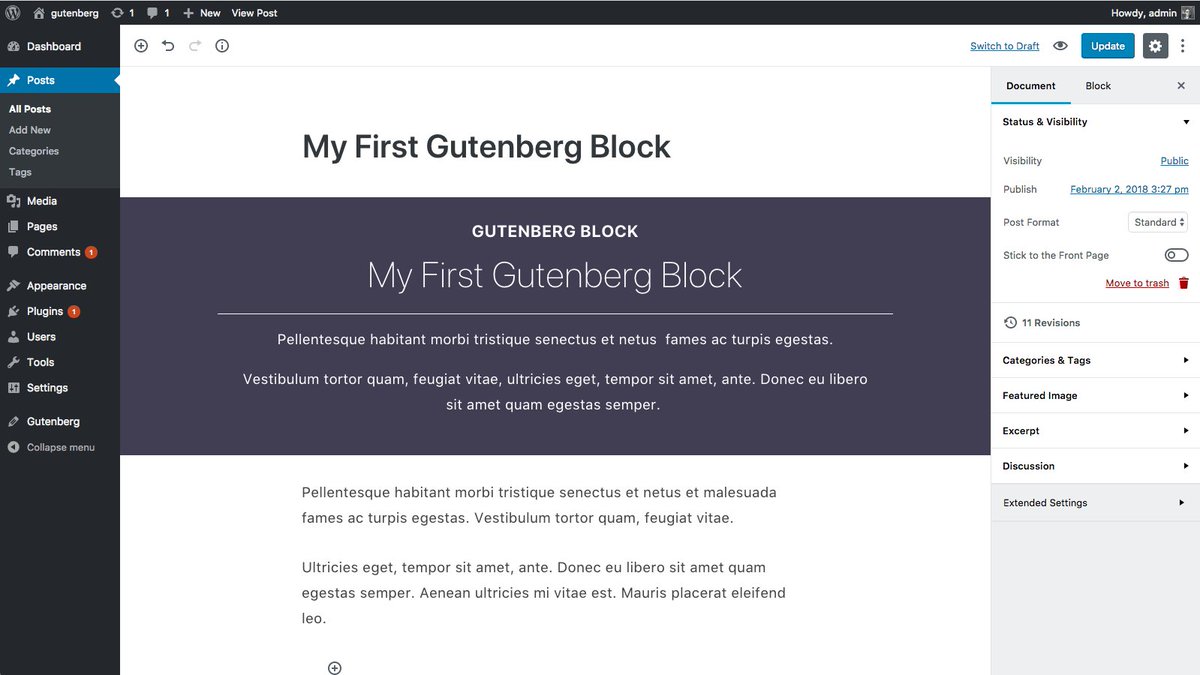 Just created my first Gutenberg block. What a learning curve! #wordpress #Gutenberg