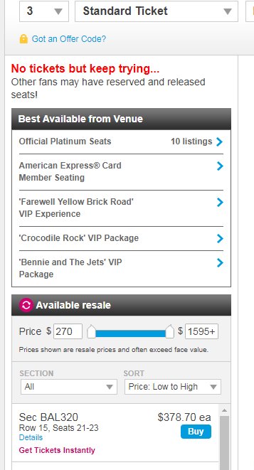 swanthieves's tweet photo. Spent half hour trying to buy tickets for my mom and my best friend but the robots won... @eltonofficial sad day. https://t.co/kd57y2zEn4