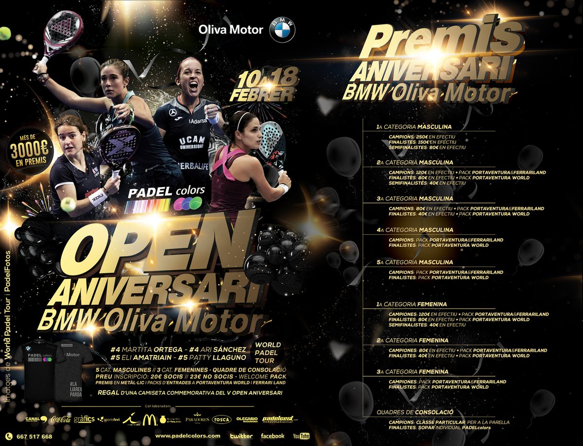 Premis de l'OPEN ANIVERSARI @BMWOlivaMotor Apunta't #laliaremparda