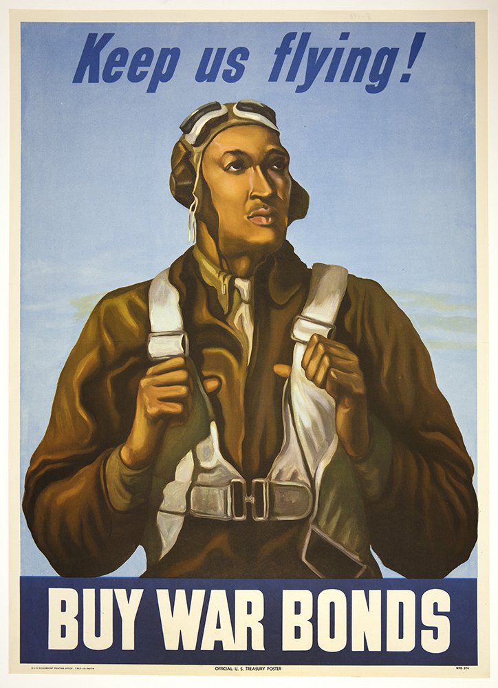 FDRLibrary's tweet photo. #ArchivesBlackHistory African Americans fought a war on two fronts, consciously struggling to achieve victory over racism at home while fighting fascism abroad. See these #WWII posters and many more in our upcoming exhibit #TheArtofWar American Poster Art 1941-1945 opening 4/21 https://t.co/6VqcbhDEI8