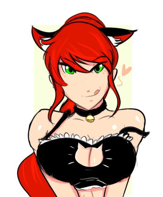 “Pyrrha? W-why are you wearing that and looking at me like that?” Ruby blushed as the girl she had a crush on stood before her scantily clad in kitty lingerie.