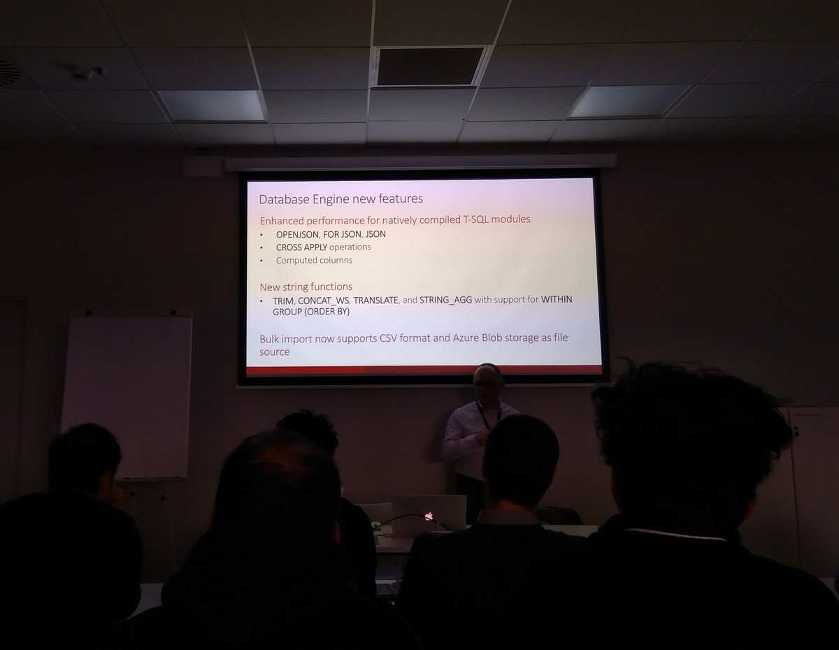 MauroPiccotti's tweet photo. A lot of new features in #sqlserver2017:
#graph, #machineLearning with #python, #columnStore, #trim function...
@danilo_dominici for #devmarche
#devmarchesql https://t.co/CWrQAFBYCh