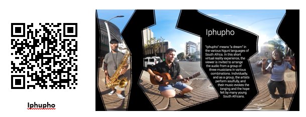 <a href="/VRJAM/">prince jam</a> in Joburg : discover the VR experience IPHUPHO by <a href="/GracedelaHunt1/">Grace de la Hunt</a> , <a href="/AmyLoureth/">Amy Loureth</a> &amp; Phumulani Ntuli! The viewer is invited to arrange the audio from a group of three musicians.
@ennorabal 
1/ Download the <a href="/wonda_vr/">Wonda</a> app: play.google.com/store/apps/det……
2/ Scan the following QR code