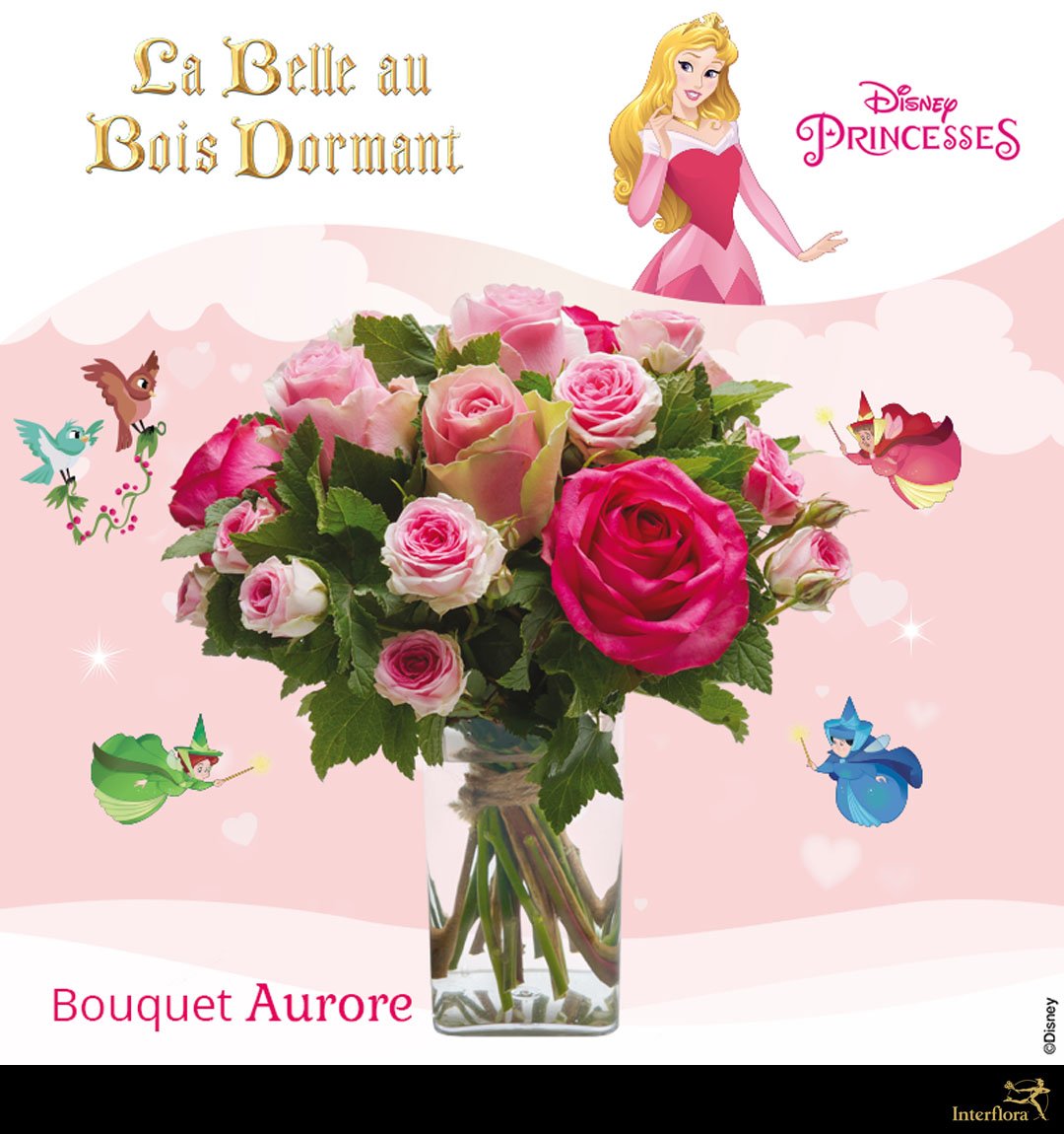 Interflora's tweet photo. [Exclu] 
Réveillez le romantisme qui sommeille en vous avec ce bouquet Aurore inspiré de La Belle au bois dormant👱‍♀️💤🌹
RT pour tenter de le gagner 💐
> https://t.co/wsgXeBiivv https://t.co/eL4cdJMZcC
