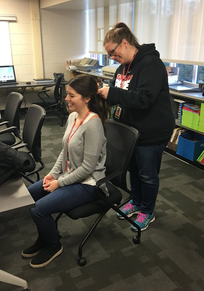nicole_tye's tweet photo. I love the feeling of family at SMS. Where else would you find a teammate braiding another teammate’s hair? This put a smile on my face! #engage109 https://t.co/zUuuxusmHR