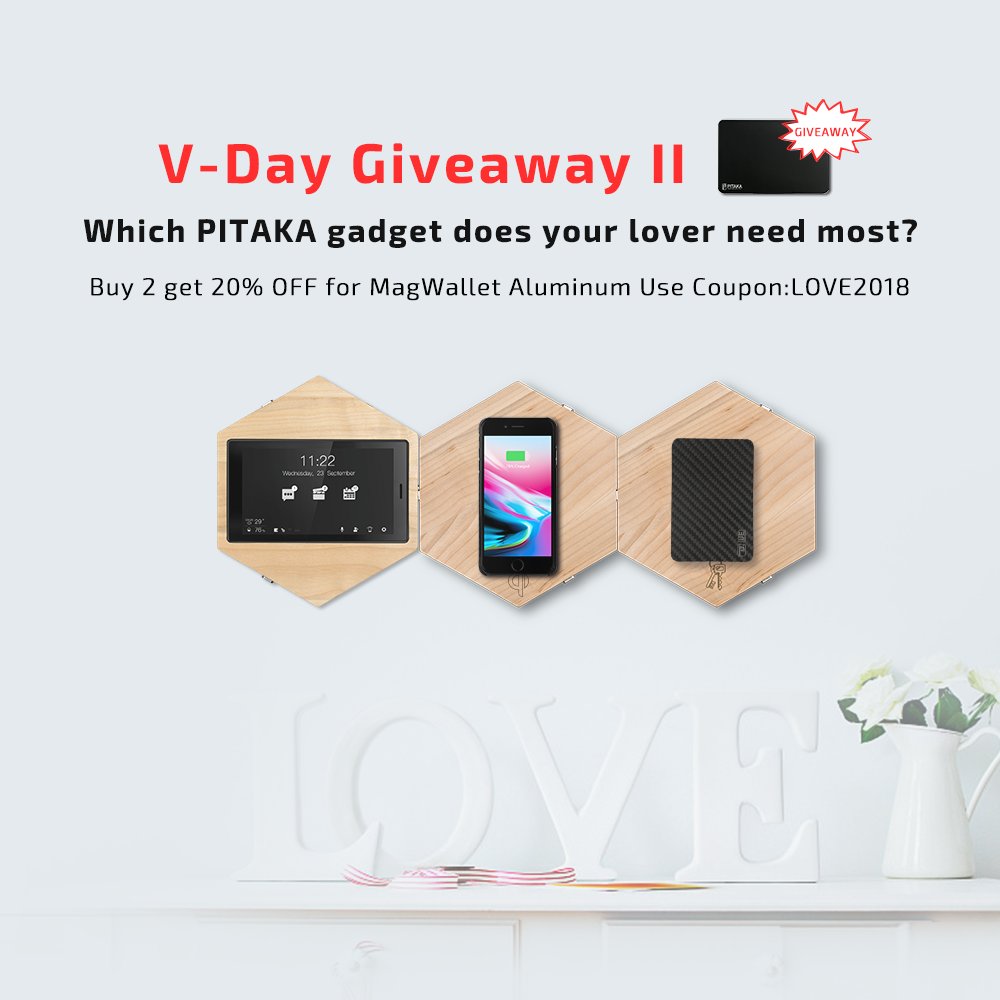 PitakaGallery's tweet photo. #ValentinesDay #GIVEAWAY II πππ
Which PITAKA gadget does your lover need most?π€π€π€
#MagWalletAl? #MagWalletCarbon? #MagCase? #MagMount?
Reply & Rtweet to win a customized MagWallet Al.
More entries here:https://t.co/l0QE5dsrci https://t.co/YhViatPC6q