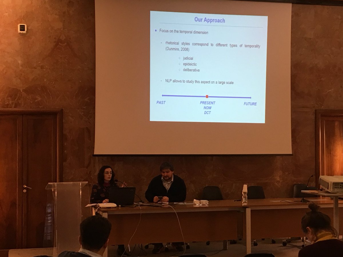 LiteraryComp's tweet image. Rachele Sprugnoli talking about temporal dimension in Alcide De Gasperi @DH_FBK #AIUCD2018