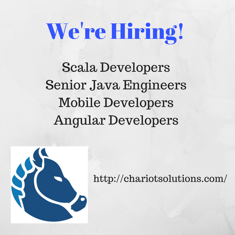 ChariotSolution's tweet photo. Passionate About Technology - Does that describe you? If so, talk to us about our openings for #Scala #Java #Mobile and #Angular developers https://t.co/7p1GvykVcj https://t.co/bvmrFrxWVo
