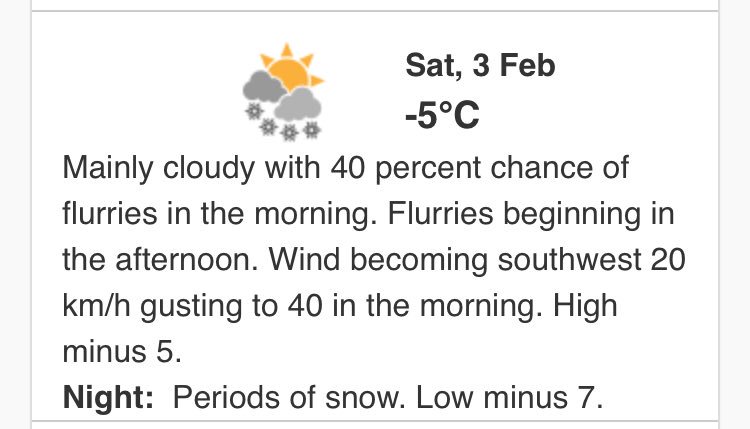 Tomorrow is race day!!! Here is the latest weather. Don’t worry, it’s not going to be ‘freeze your face off cold’ like today 👍 #whowillraceinshorts #PolarFest #ptbo <a href="/SelwynTownship/">SelwynTownship</a> <a href="/LakefieldON/">Lakefield ON</a>