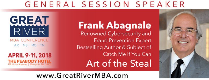 GreatRiverMBA's tweet photo. Joining us Wednesday is Frank Abagnale in his session Art of the Steal. He is a renowned Cybersecurity &amp; Fraud Prevention Expert &amp; bestselling Author &amp; Subject of Catch Me If You Can. Register &amp; learn more from the expert!
https://t.co/2gncQb7gK1
#GreatRiverMBAConference18 #GRC18 https://t.co/FwnxXNr3QM