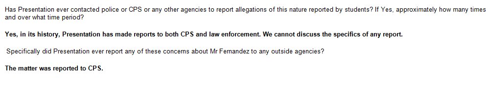 VickyNguyenTV's tweet photo. Misleading answer or outright lie? The responses from #PresentationHigh when we first asked about a teacher accused of sexual abuse. Now we hear from a student who says she warned the school 3 years before he allegedly molested another girl. https://t.co/03A94ASi0N @nbcbayarea https://t.co/3gH01Rc3rT
